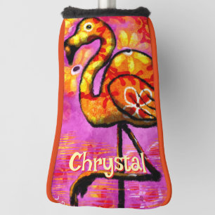 Whimsical Abstract Flamingo Bird Personalized Golf Head Cover