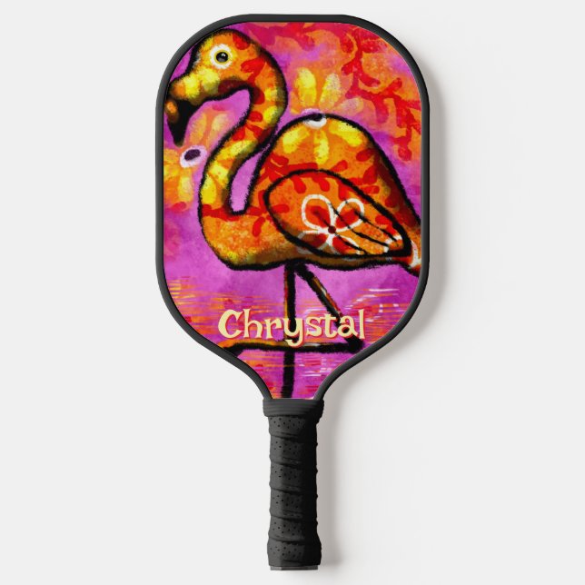  Whimsical Abstract Flamingo Bird Personalized Pickleball Paddle (Front)