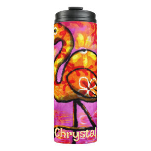  Whimsical Abstract Flamingo Bird Personalized Thermal Tumbler