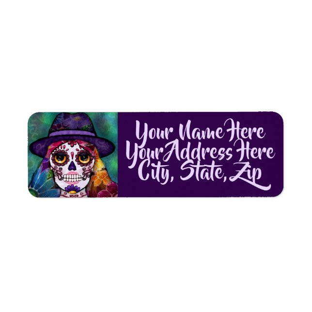 Whimsical Abstract Floral Hippie Sugar Skull (Front)