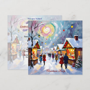 Whimsical Abstract Holiday Market Christmas Party Invitation