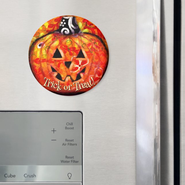 Whimsical Abstract Jack O Lantern Personalized Magnet (In Situ (Fridge))