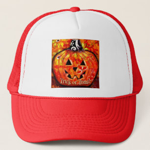 Whimsical Abstract Jack O Lantern Personalized Trucker Hat