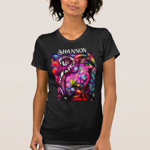 Whimsical Abstract Kitty Cat Floral Personalized T-Shirt