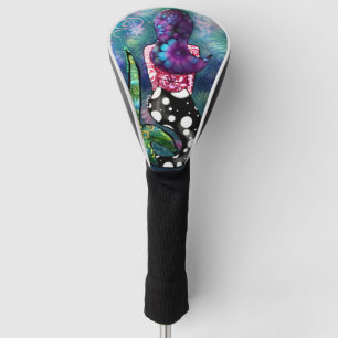 Whimsical Abstract Mermaid Nautical Teal Seashells Golf Head Cover