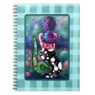 Whimsical Abstract Mermaid Nautical Teal Seashells Notebook