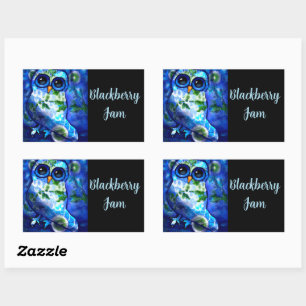 Whimsical Abstract Owl Floral Flower Blue Green Sticker