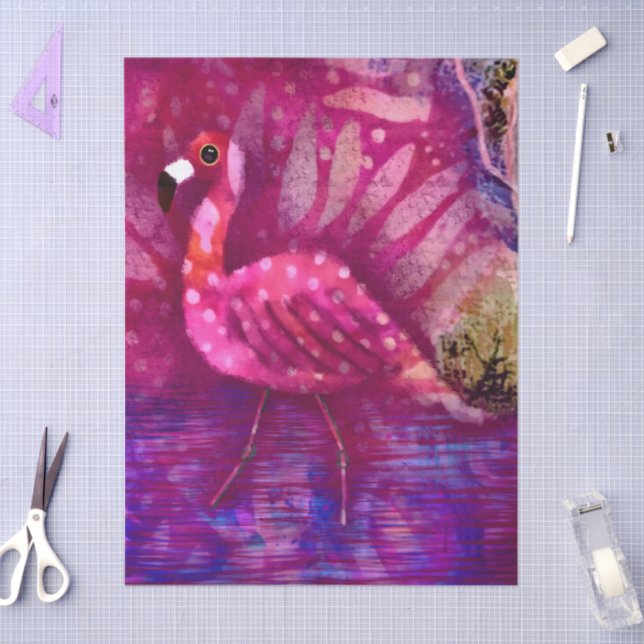 Whimsical Abstract Pink Flamingo Decoupage Tissue Paper (Craft)