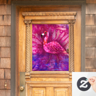 Whimsical Abstract Pink Flamingo Tropical Window Cling