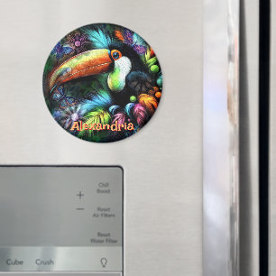 Whimsical Abstract Toucan Bird Personalized Magnet