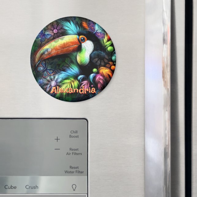Whimsical Abstract Toucan Bird Personalized Magnet (In Situ (Fridge))