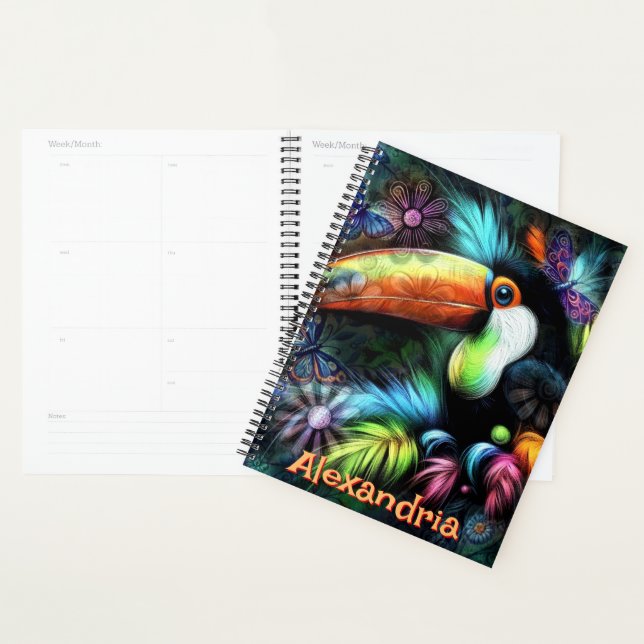 Whimsical Abstract Toucan Bird Personalized Planner (Display)