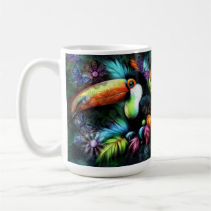 Whimsical Abstract Toucan Bird Toucans Teal Orange Coffee Mug