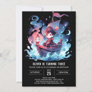 Whimsical Adorable Pirate Birthday Invitation
