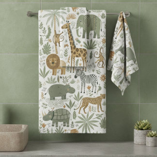 Whimsical African Animals Pattern ID1263 Bath Towel Set