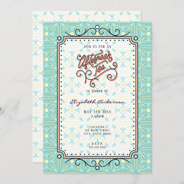 Whimsical Afternoon Tea Party Invitation (Front/Back)