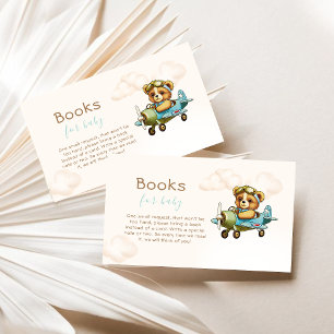 Whimsical Airplane Pilot Teddy Bear Baby Shower Enclosure Card