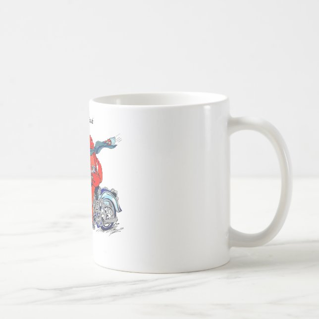 Whimsical Alaska King Crab on motorcycle Mug (Right)