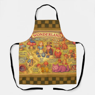 Whimsical Alice Adventures in Wonderland Map Apron