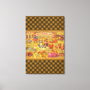 Whimsical Alice Adventures in Wonderland Map Canvas Print