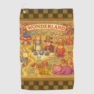 Whimsical Alice Adventures in Wonderland Map Golf Towel