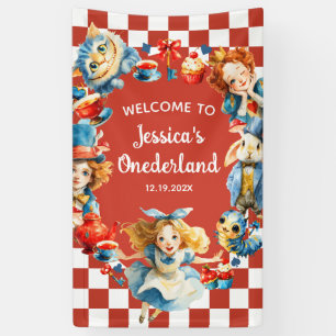 Whimsical Alice in ONEDERLAND 1st Birthday WELCOME Banner
