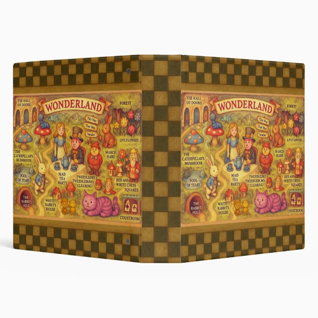 Whimsical Alice in Wonderland Map Binder (Background)