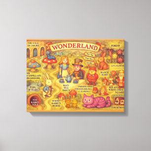 Whimsical Alice in Wonderland Map Canvas Print
