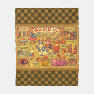 Whimsical Alice in Wonderland Map Fleece Blanket
