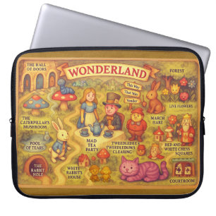 Whimsical Alice in Wonderland Map Laptop Sleeve