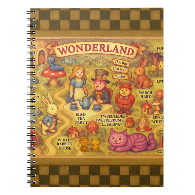 Whimsical Alice in Wonderland Map Notebook (Front)