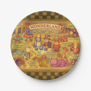 Whimsical Alice in Wonderland Map Paper Plate