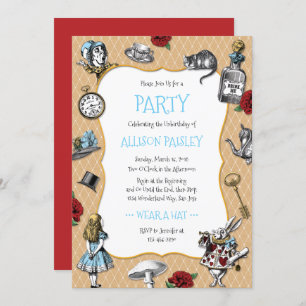 Whimsical Alice in Wonderland Party Invitation