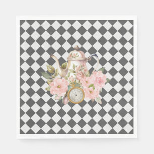 Whimsical Alice Mad Hatter Wonderland Birthday Napkin