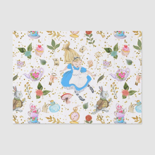 Whimsical Alice's Adventures in Wonderland Craft Tissue Paper (Front)