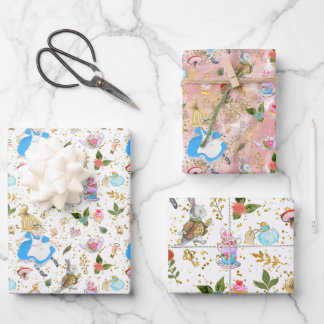 Whimsical Alice's Adventures in Wonderland Party Wrapping Paper Sheet