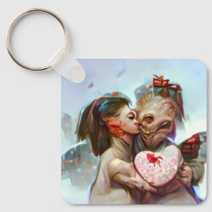 Whimsical Alien Romance Keychain