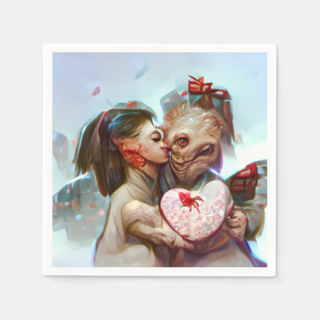 Whimsical Alien Romance Napkin (Front)