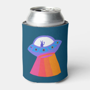 Whimsical Alien UFO Rainbow CUSTOMIZE IT Can Cooler