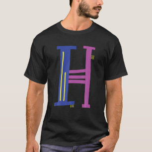 Whimsical Alphabet Letter-H Typography Character-H T-Shirt