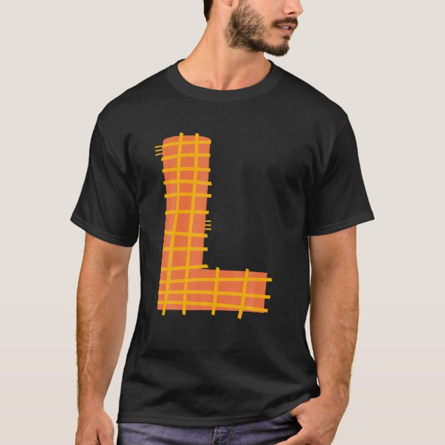 Whimsical Alphabet Letter-L Typography Character-L T-Shirt (Front)