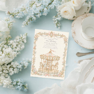 Whimsical Amusement Park Carousel Birthday Invitation
