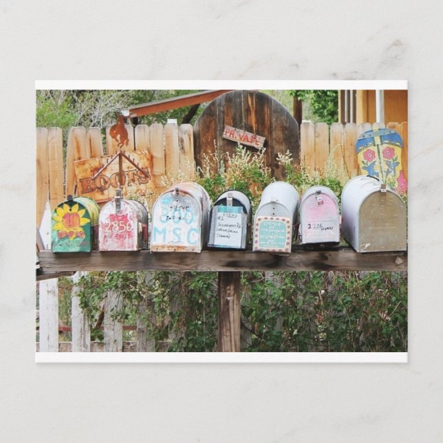 Whimsical and Artsy Mailboxes Postcard (Front)