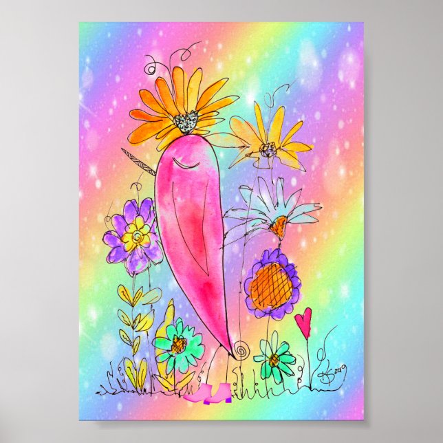 Whimsical and Colourful Birdie wearing Boots Poster (Front)