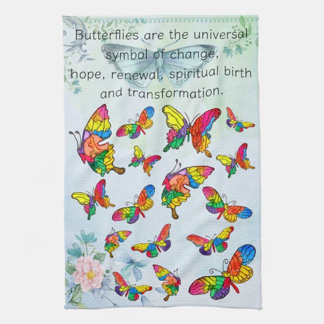 Whimsical and Colourful Butterfly Assortment  Kitchen Towel (Vertical)