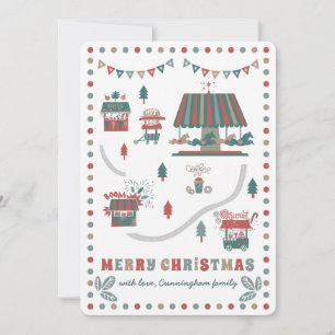 Whimsical and Colourful Christmas Fair Holiday Card