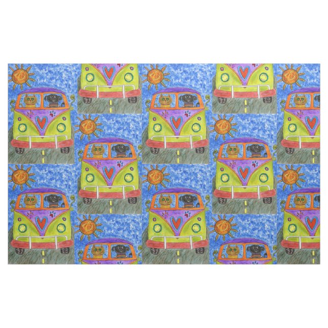 Whimsical and Colourful Dog and Cat Fabric (Yard)