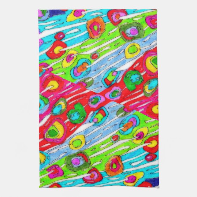 Whimsical and Colourful Poppy Flowers Kitchen Towe Kitchen Towel (Vertical)