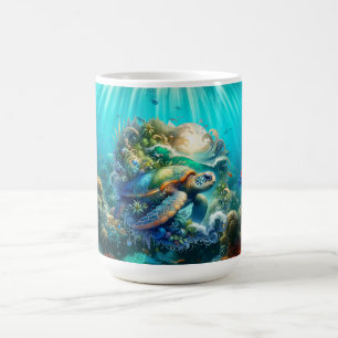 Whimsical and Colourful Sea Turtle Mug