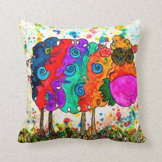 Whimsical and Colourful Sheep Throw Pillow
